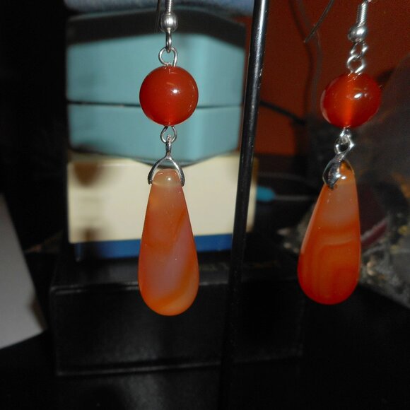 EARRINGS - 1 pair - dangle bead - fish hook ear wire - Picture 2 of 7